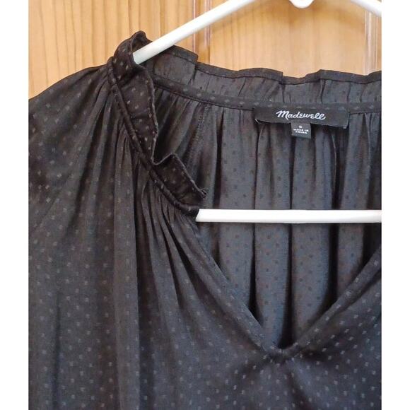 Madewell Shirt Women Small Polka Dot Ruffled V-Neck Coquette Soft Goth Lolita - Picture 3 of 9